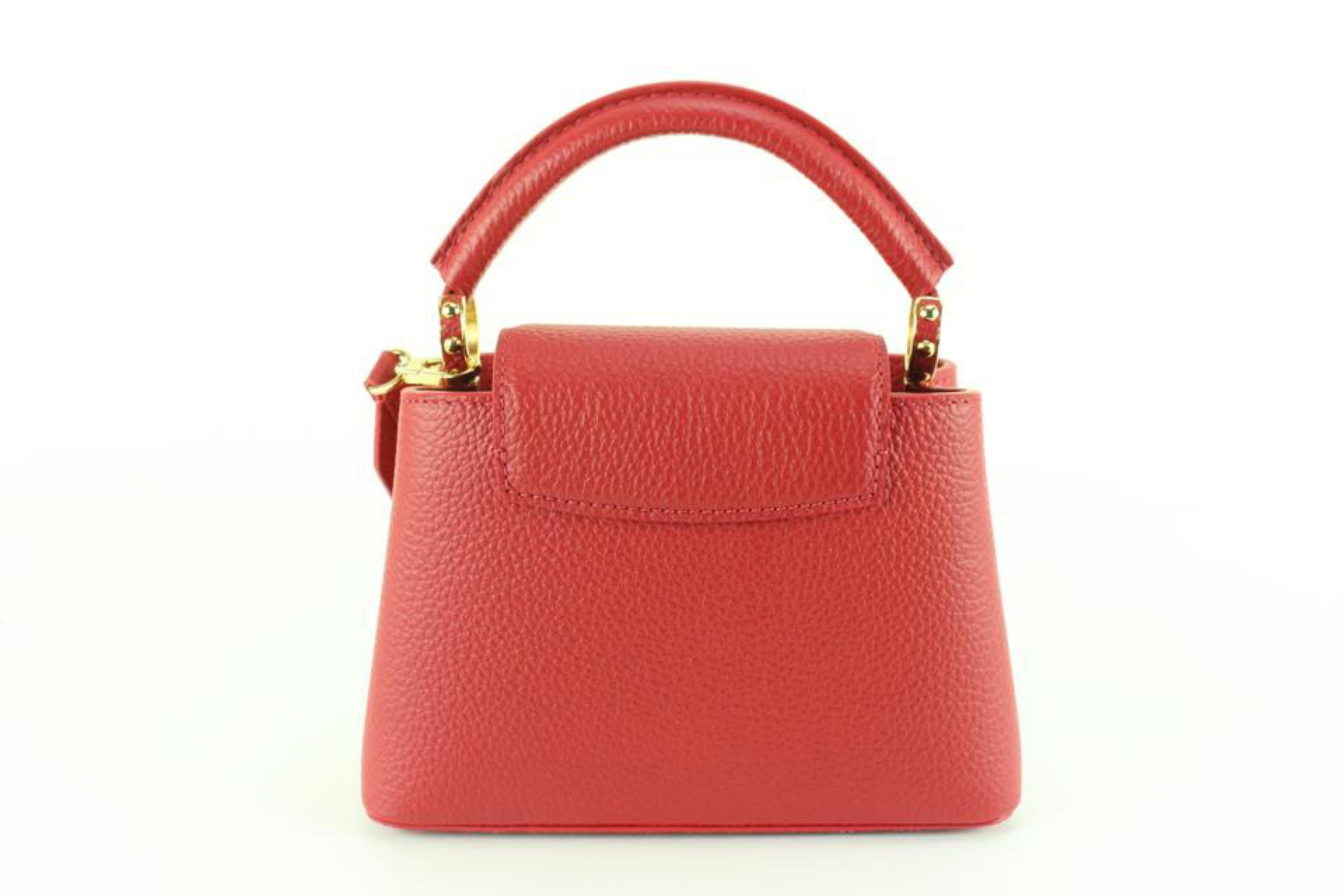 Louis Vuitton LV Women Capucines Mini Handbag Red Taurillon Ostrich Leather  - LULUX