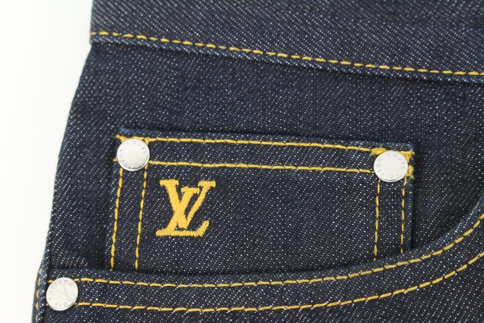 Louis Vuitton Men's Size 38 US Dark Rinse Denim Fleur LV Logo