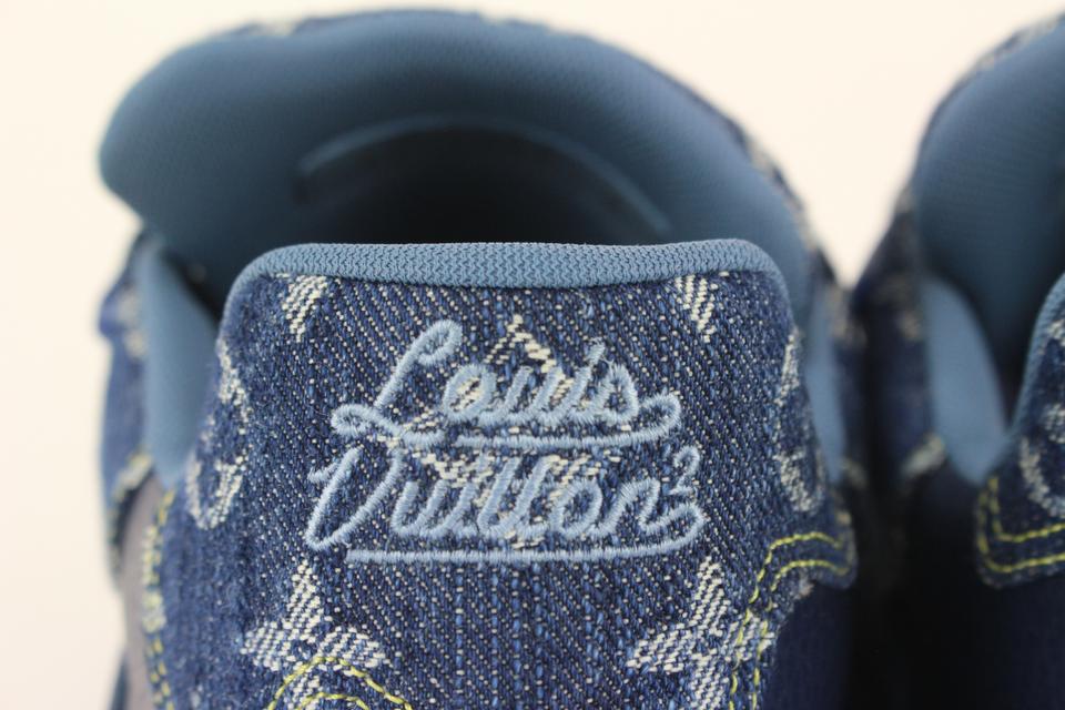 Louis Vuitton White Patent Leather and Blue Denim Monogram Sneakers Size  8.5/39 - Yoogi's Closet