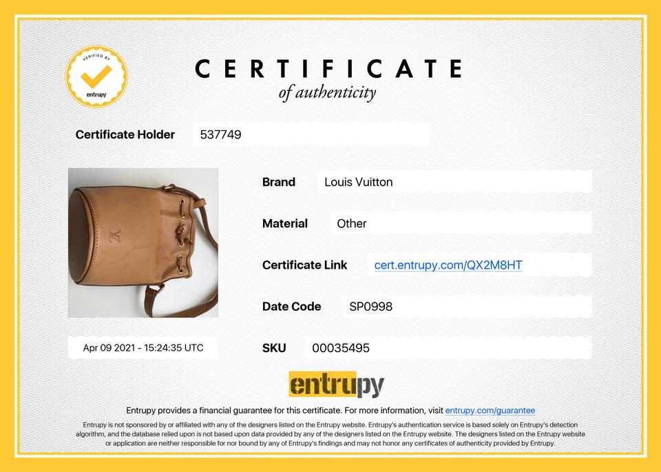 Louis Vuitton - Certificate