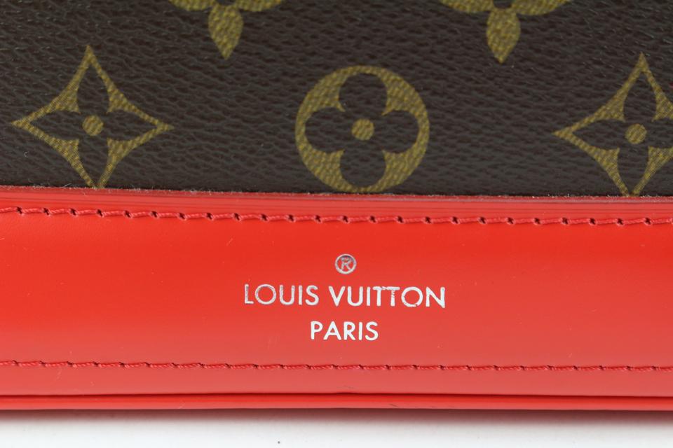 Louis Vuitton Flower PM Small Zip Satchel Brown Monogram Red