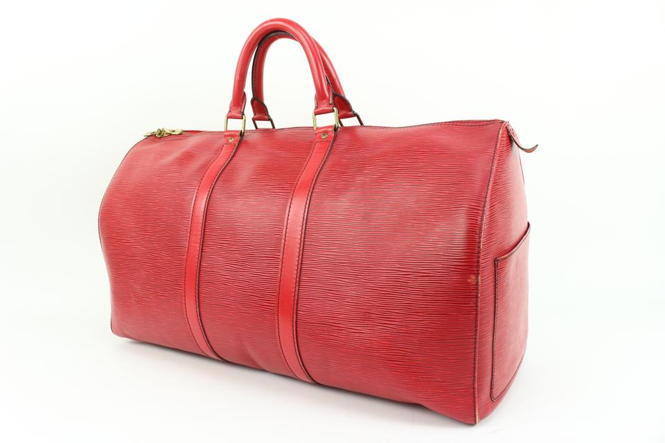 Louis Vuitton Red Epi Leather Keepall 45 Tote Bag Louis Vuitton