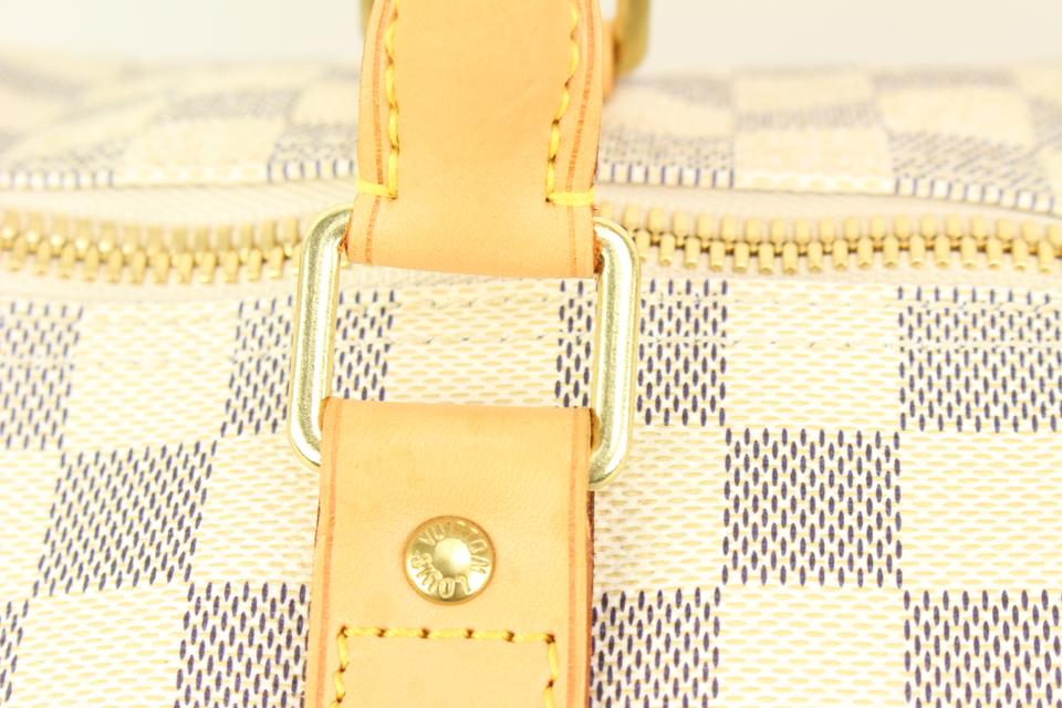 Louis Vuitton Damier Azur Keepall 50 Duffle Bag 38lk824s For Sale at  1stDibs  louis vuitton duffle bag white, white lv duffle bag, louis  vuitton bag white checkered