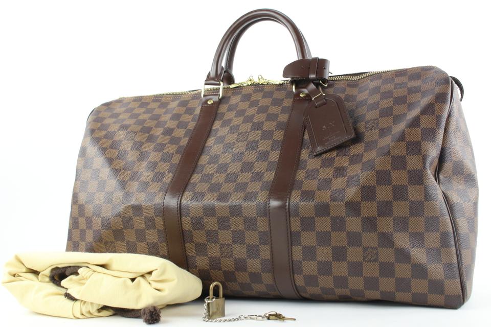 Louis Vuitton Damier Ebene Keepall 50 Duffle Bag 82lv39s