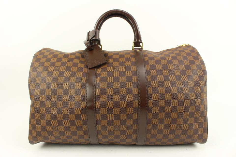 Louis Vuitton DIscontinued Damier Ebene Keepall 50 Duffle Bag MM