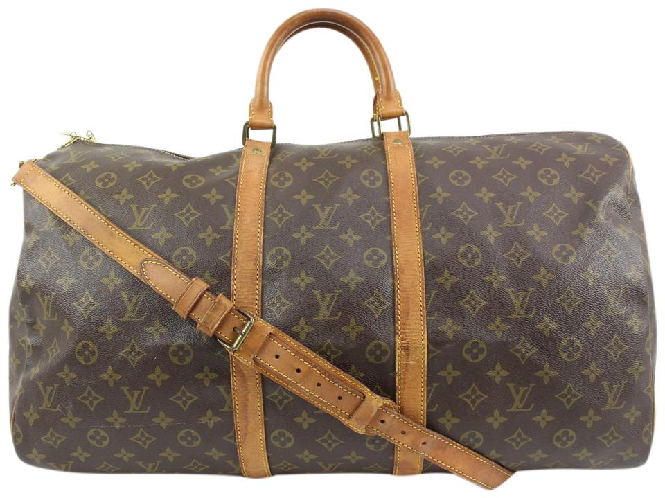 Louis Vuitton Monogram Keepall Bandouliere 55 Boston Duffle Bag with Strap 40lk420s