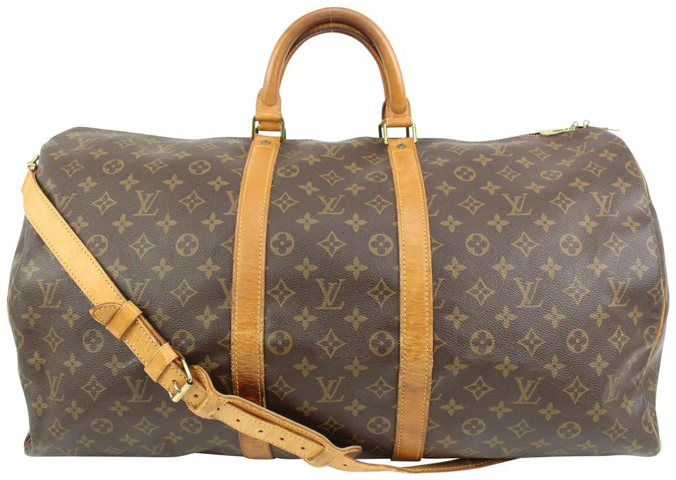 Louis Vuitton Monogram Keepall Bandouliere 55 Duffle Bag with Strap 83lk411s