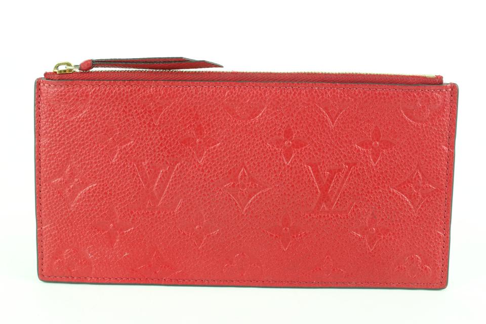 Louis Vuitton Red Leather Monogram Empreinte Felicie Zip Pouch Insert Case 112lv37