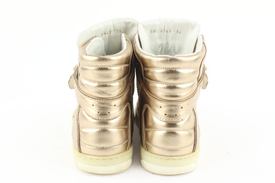 Louis Vuitton Metallic Gold Leather High Top Sneakers Size 5/35.5 - Yoogi's  Closet
