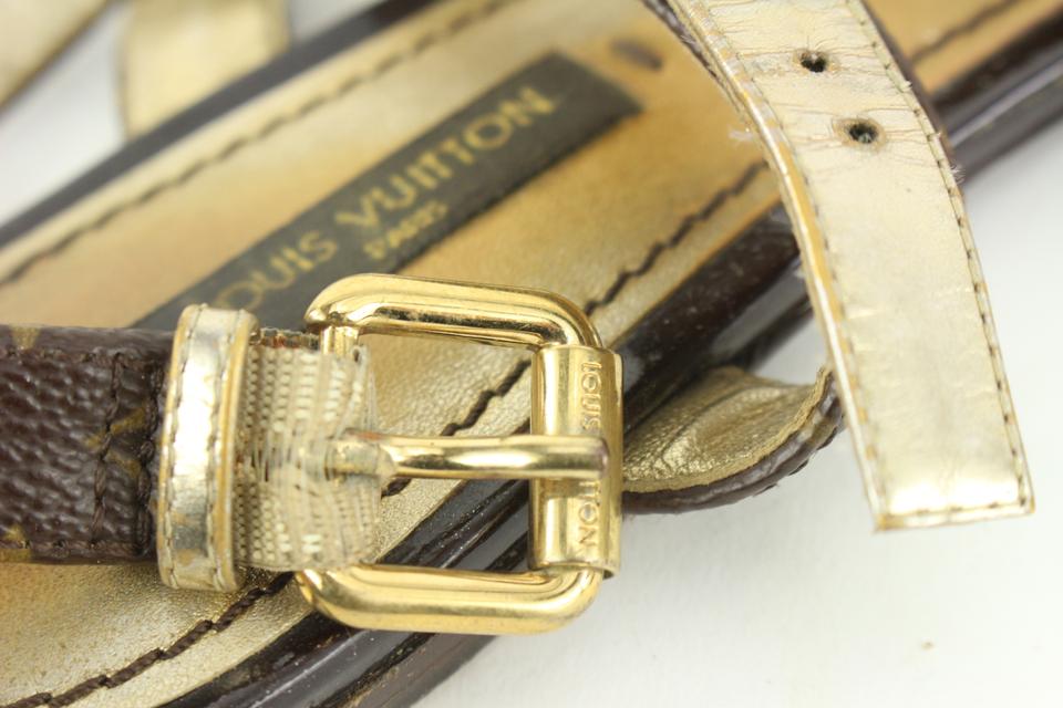 Louis Vuitton Size 36 Gold Leatherx Monogram Be Happy Flat Gladiator S –  Bagriculture