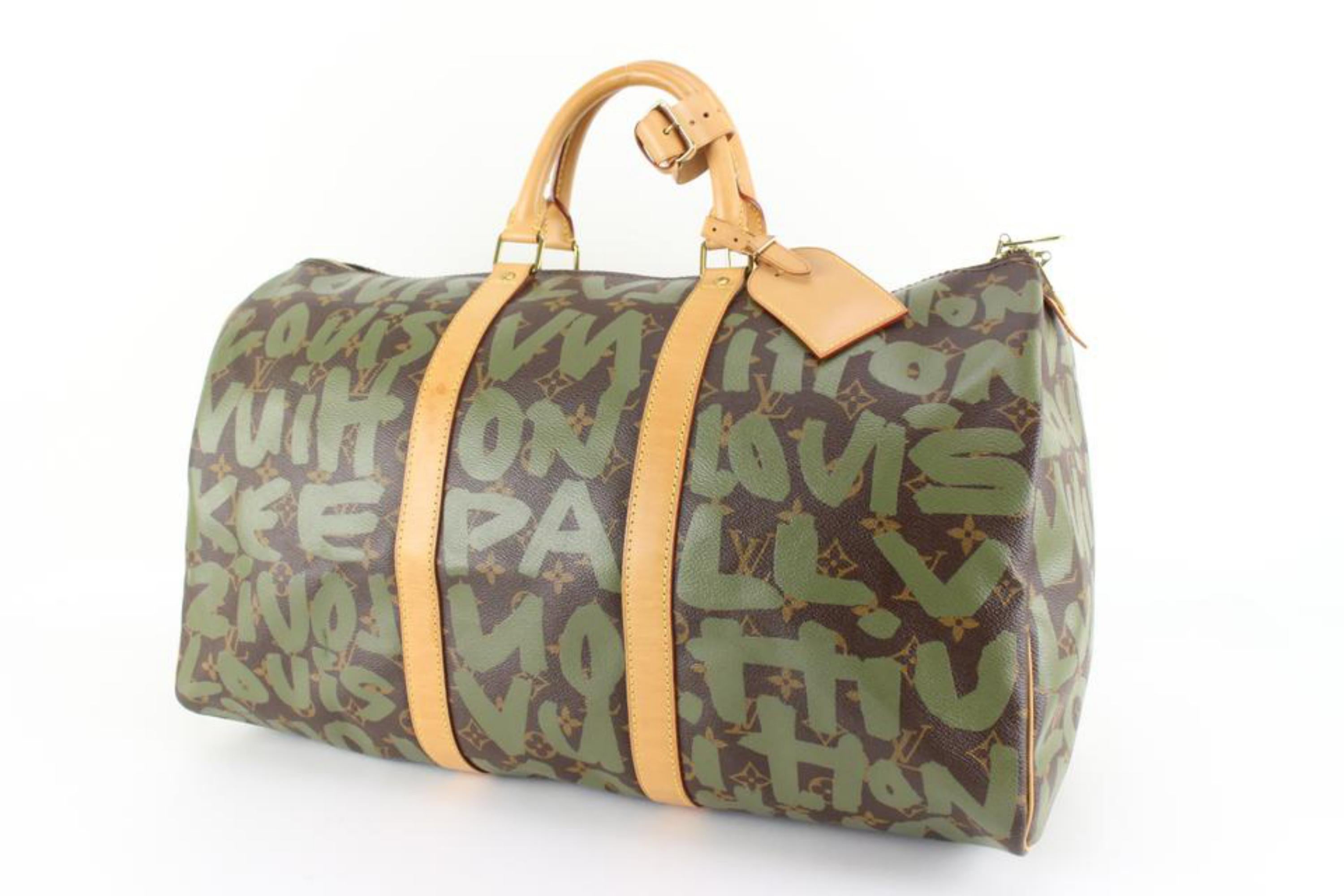LOUIS VUITTON Keepall 50 Monogram Graffiti Green Duffle Bag