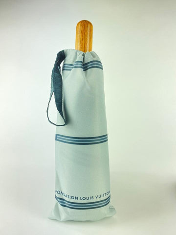 Louis Vuitton  Fondation Charcoal Grey Stripe Compact Umbrella Parasol 5LVa1117