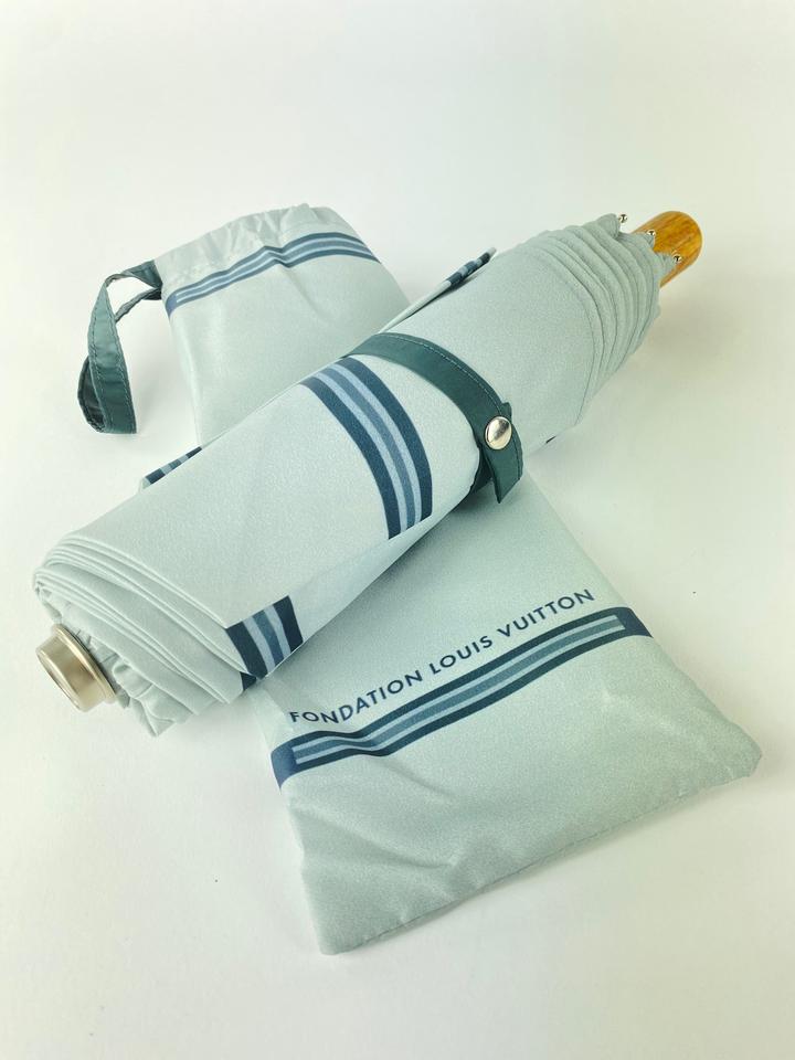 Louis Vuitton Fondation Charcoal Grey Stripe Compact Umbrella Parasol 5LVa1117