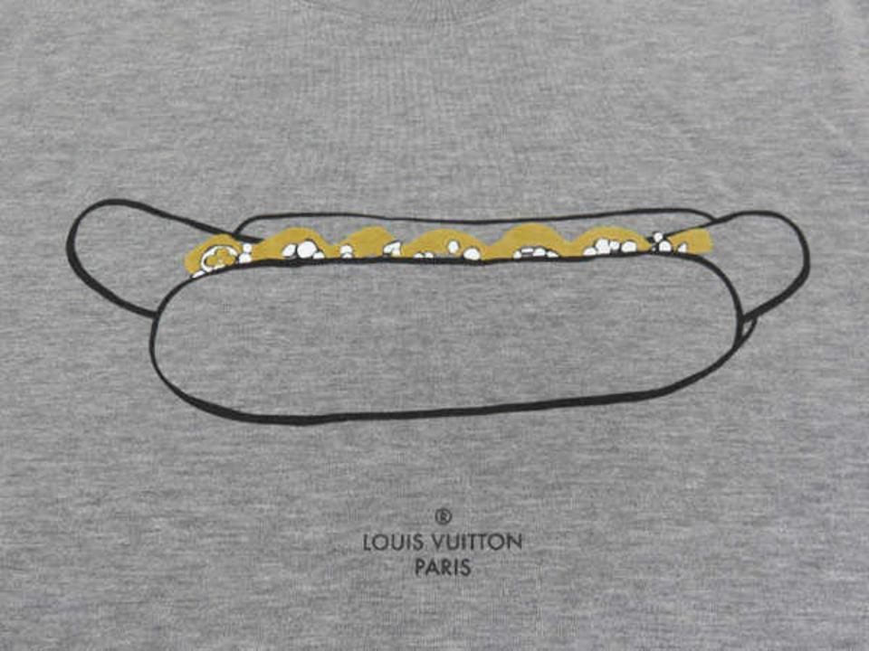 Louis Vuitton Hot Dog Limited Edition Logo Fleur LV T-Shirt Grey