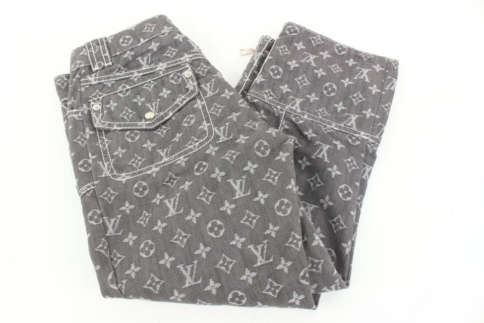 Louis Vuitton Monogram Drawstring Knit Pants Silver