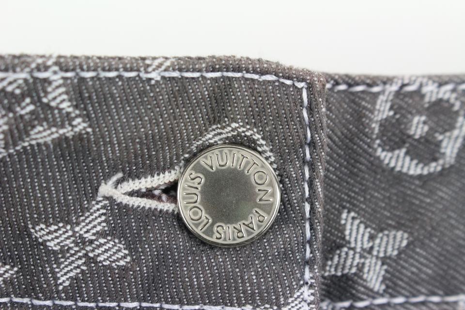 Louis Vuitton Monogram Shibori Printed Denim Regular Pants Metal Grey. Size 38