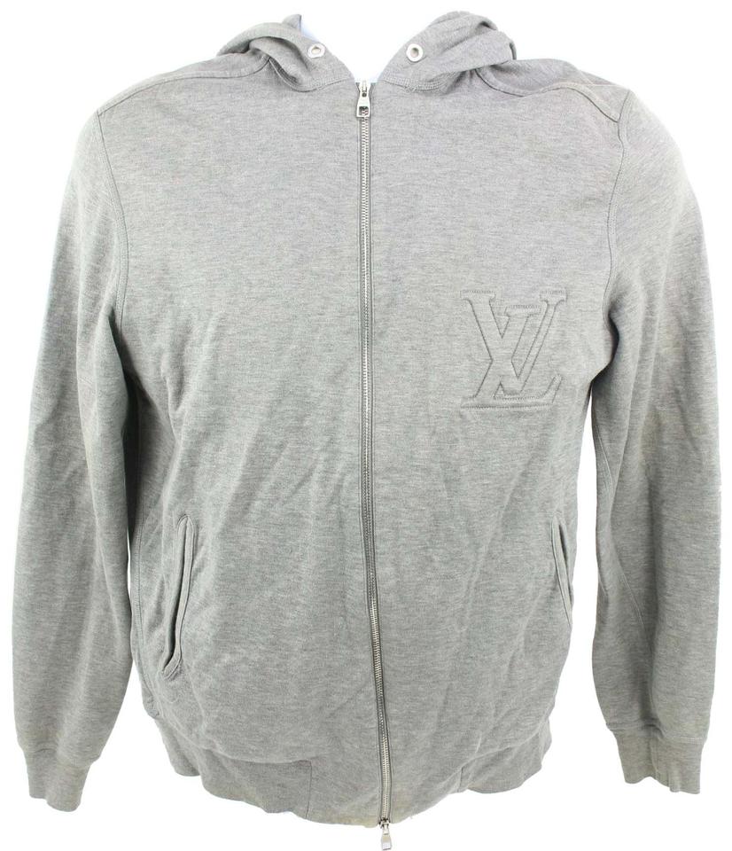 Louis Vuitton Men's XS Classic Grey LV Logo Zip Up Sweashirt