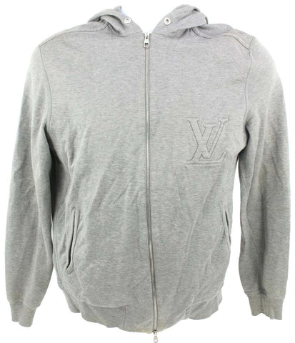 Louis Vuitton Men's XS Classic Grey LV Logo Zip Up Sweashirt Hoodie 120lv32