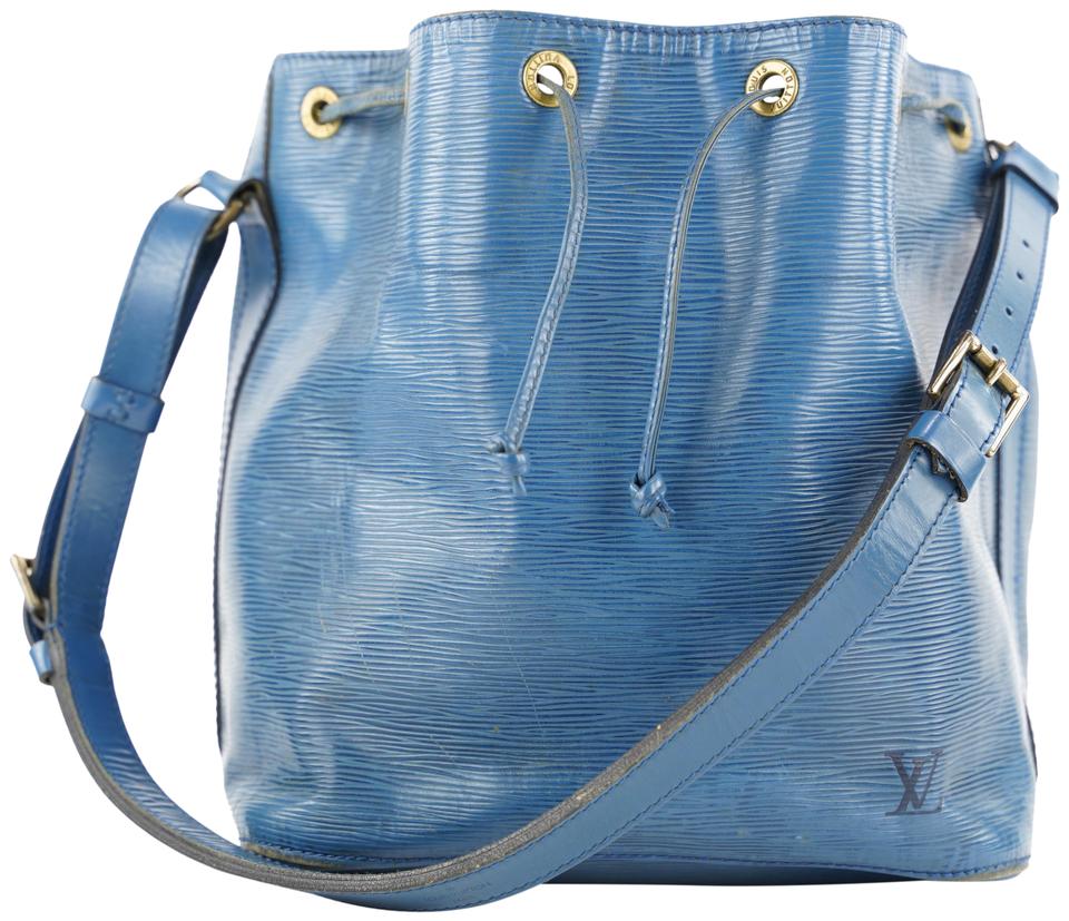 Louis Vuitton Blue EPI Leather Toledo Petit Noe Drawstring Bucket Hobo Bag 344lvs224