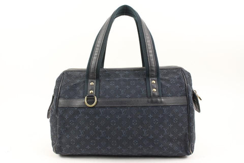 Louis Vuitton Navy Blue Monogram Mini Lin Josephine GM Boston Speedy s214lv82