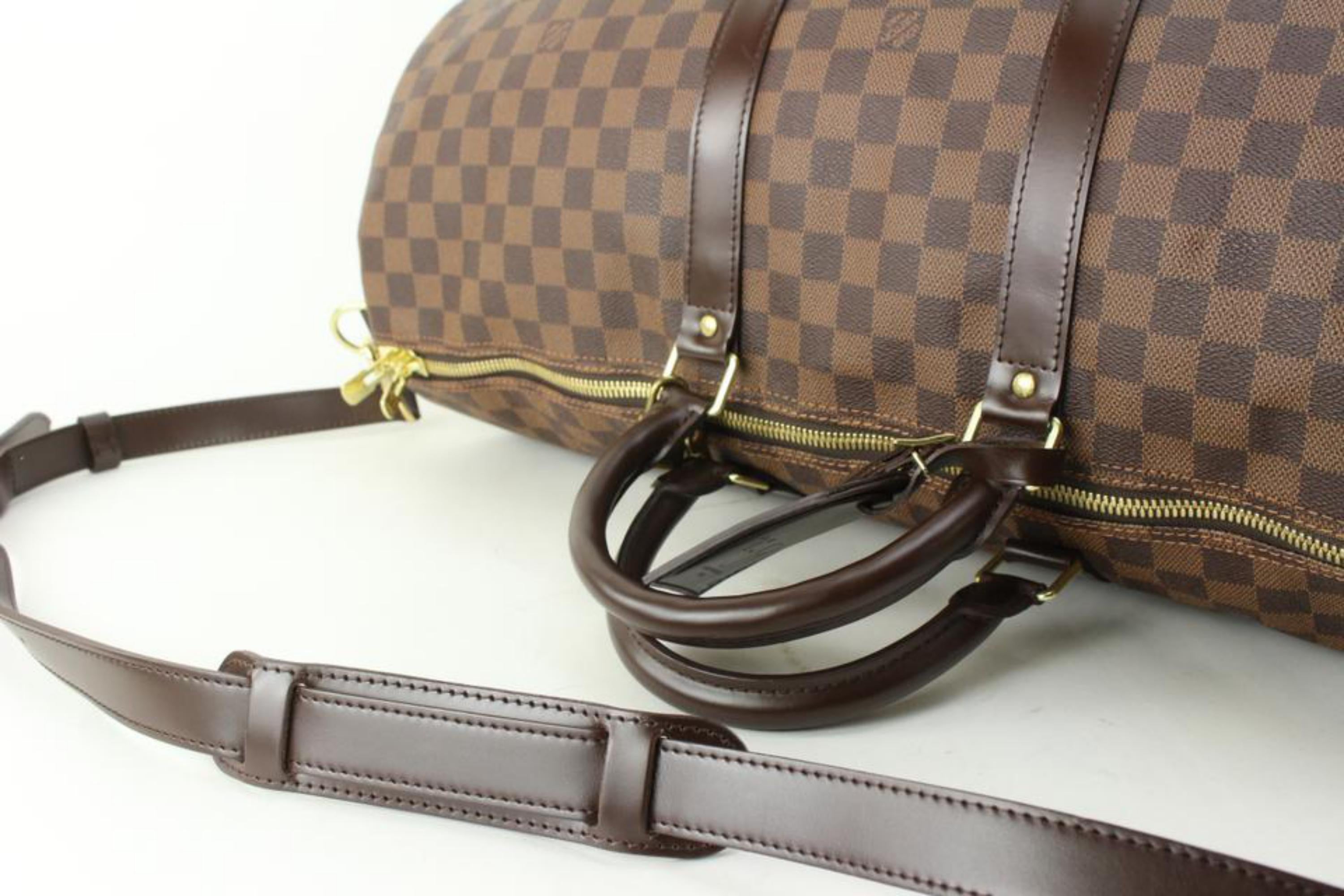 Louis Vuitton Damier Ebene Keepall Bandouliere 55 Duffle Bag (SHF-2376 –  LuxeDH