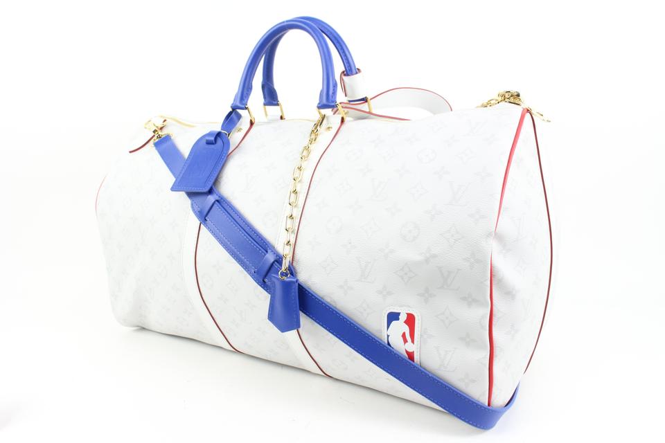 Louis Vuitton Keepall Bandouliere 55 Blue White Exclamation Weekend Travel  Bag