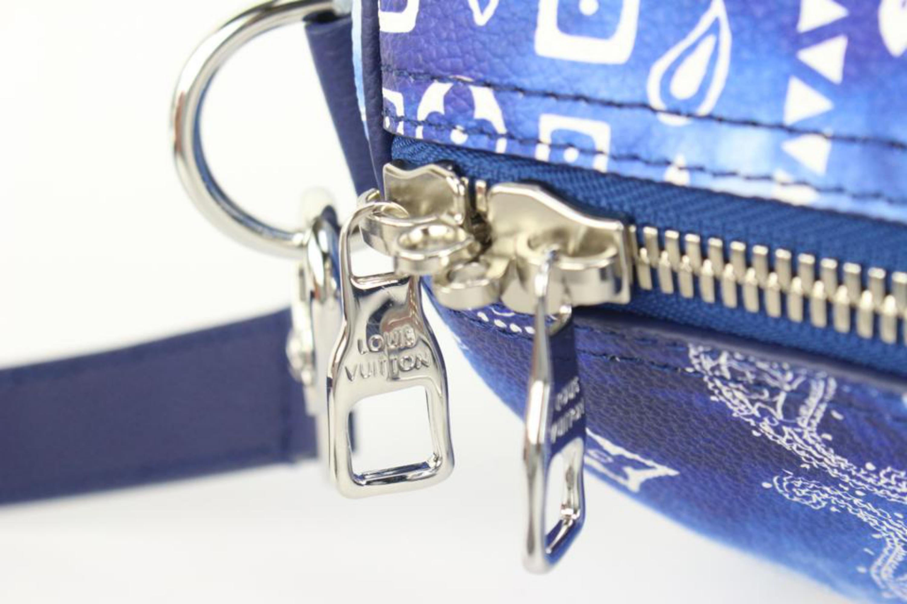 Louis Vuitton Blue Leather Bandana Keepall Bandouliere 55 Duffle 5577l –  Bagriculture