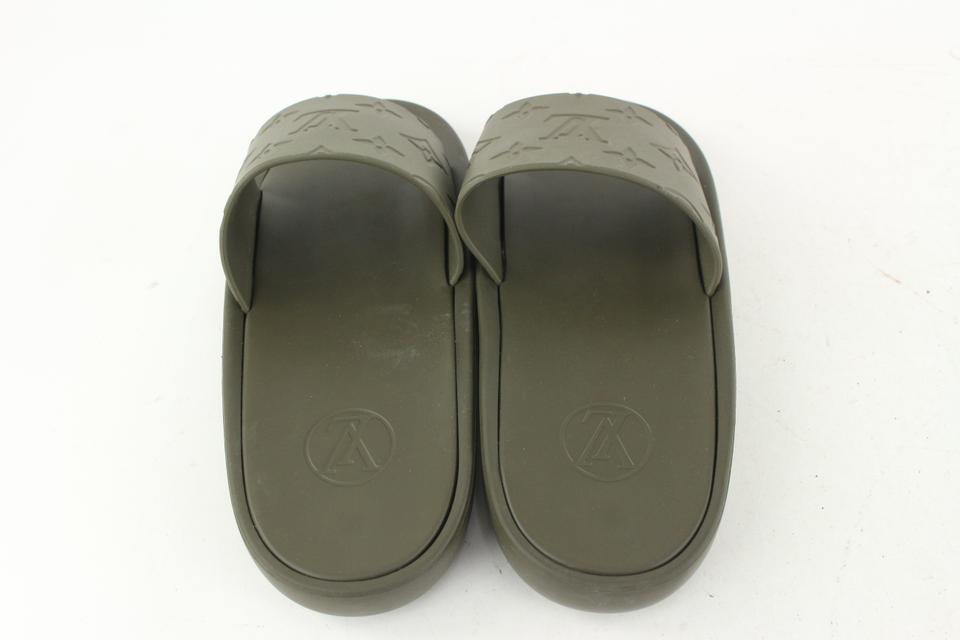 Louis Vuitton Khaki Green 37 Sunbath Flat Mule Sandal 25lvs624