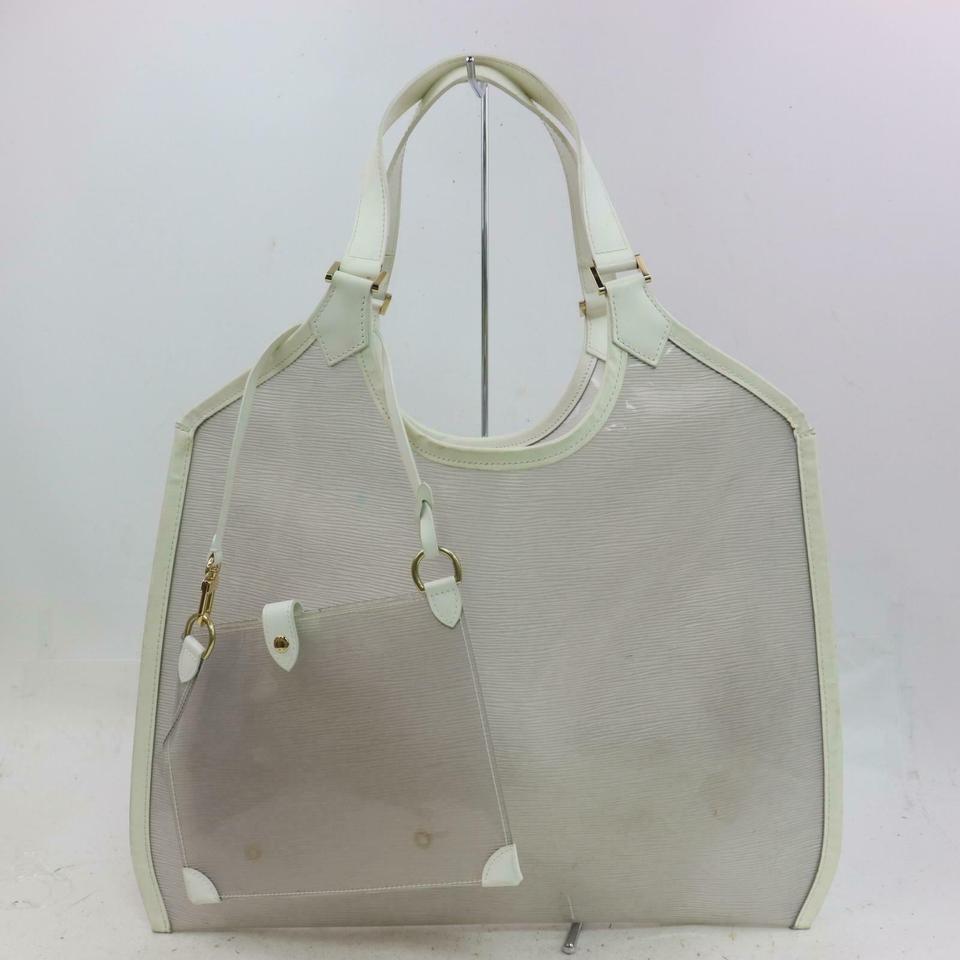 Louis Vuitton Lagoon Bay Plage Clear with Pouch 870896 White Epi Leather Tote