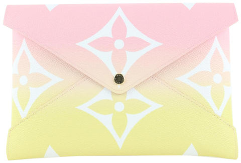 Louis Vuitton Large Pink x Yellow Monogram Kirigami GM Envelop Pouch 19lvs421