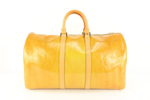 Louis Vuitton Yellow Monogram Vernis Mercer Keepall Duffle Bag 23lz531s