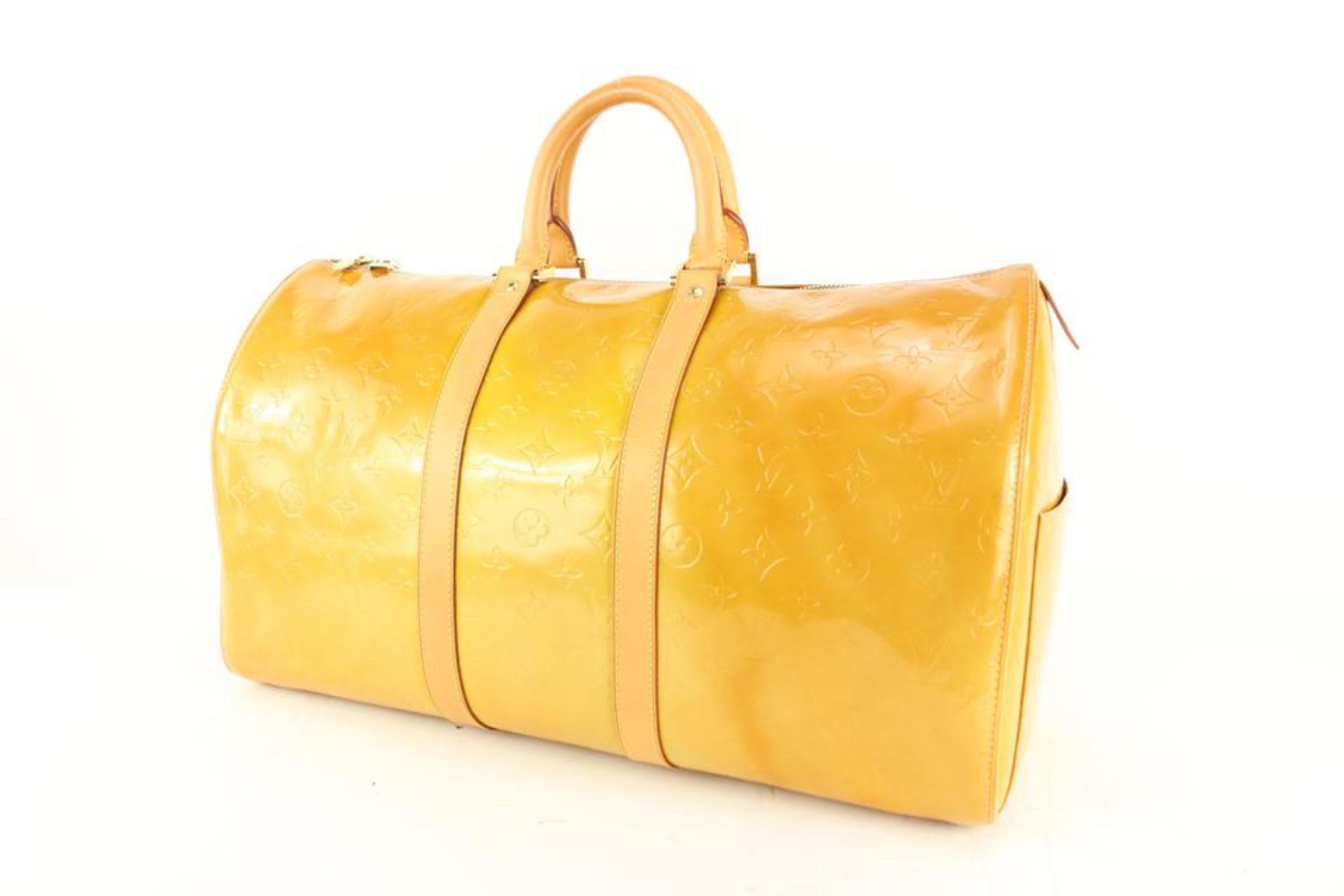 LOUIS VUITTON Keepall 45 Vernis Travel Bag Yellow
