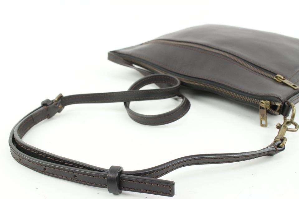 Louis Vuitton Large Dark Brown Utah Leather Sac Plat Messenger Bag s214lv83