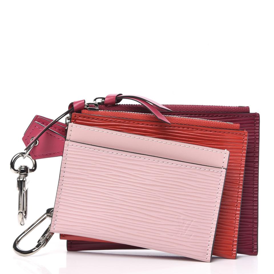 Louis Vuitton Multicolor Pink Epi Leather Trio Card Case Wallet Keychain 863137