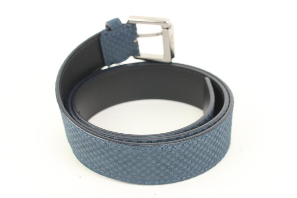Blue Suede Belt Strap For Louis Vuitton Buckles 35 Mm Woven Embossed Womens  Mens