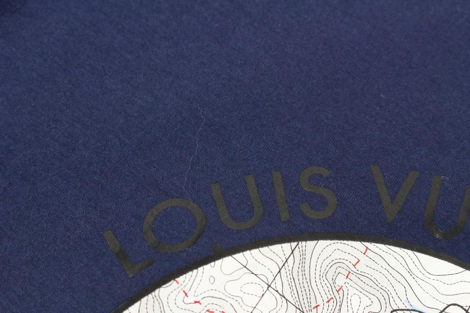 Louis Vuitton 2 Shirt Lot Men's Topographical Map Globe Tee Grey  Embroidered XL