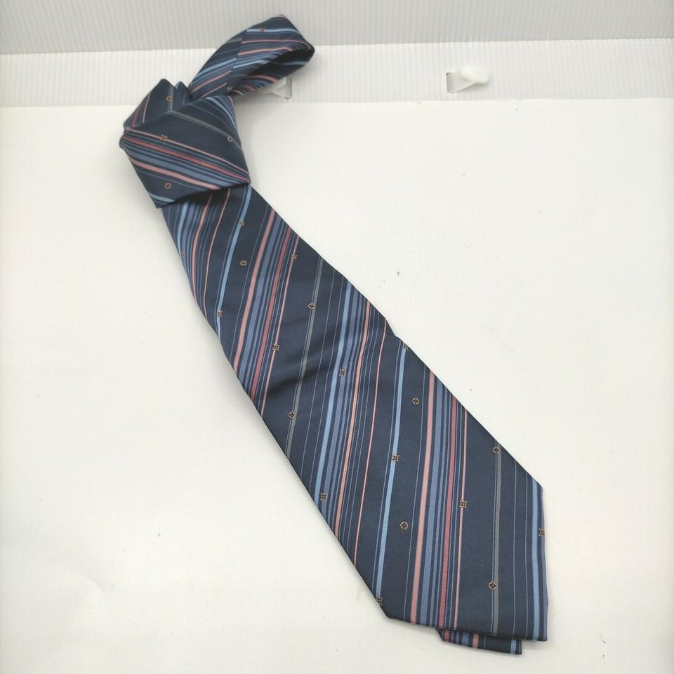 Louis Vuitton Navy Blue Silk Stripe Neck Tie  862644