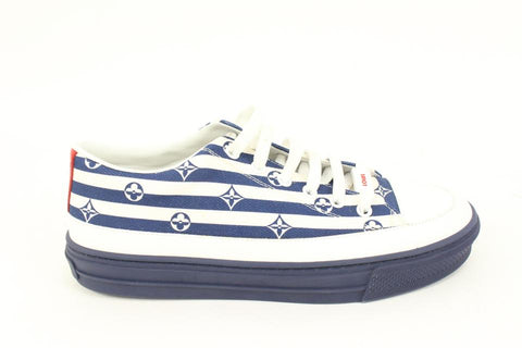 Louis Vuitton Women's Size 37 White Navy Monogram Escale Stellar Low Sneaker s329lv9