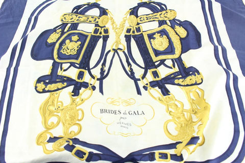 Hermes  Navy x Gold Brides de Gala Silk Scarf 58h511s