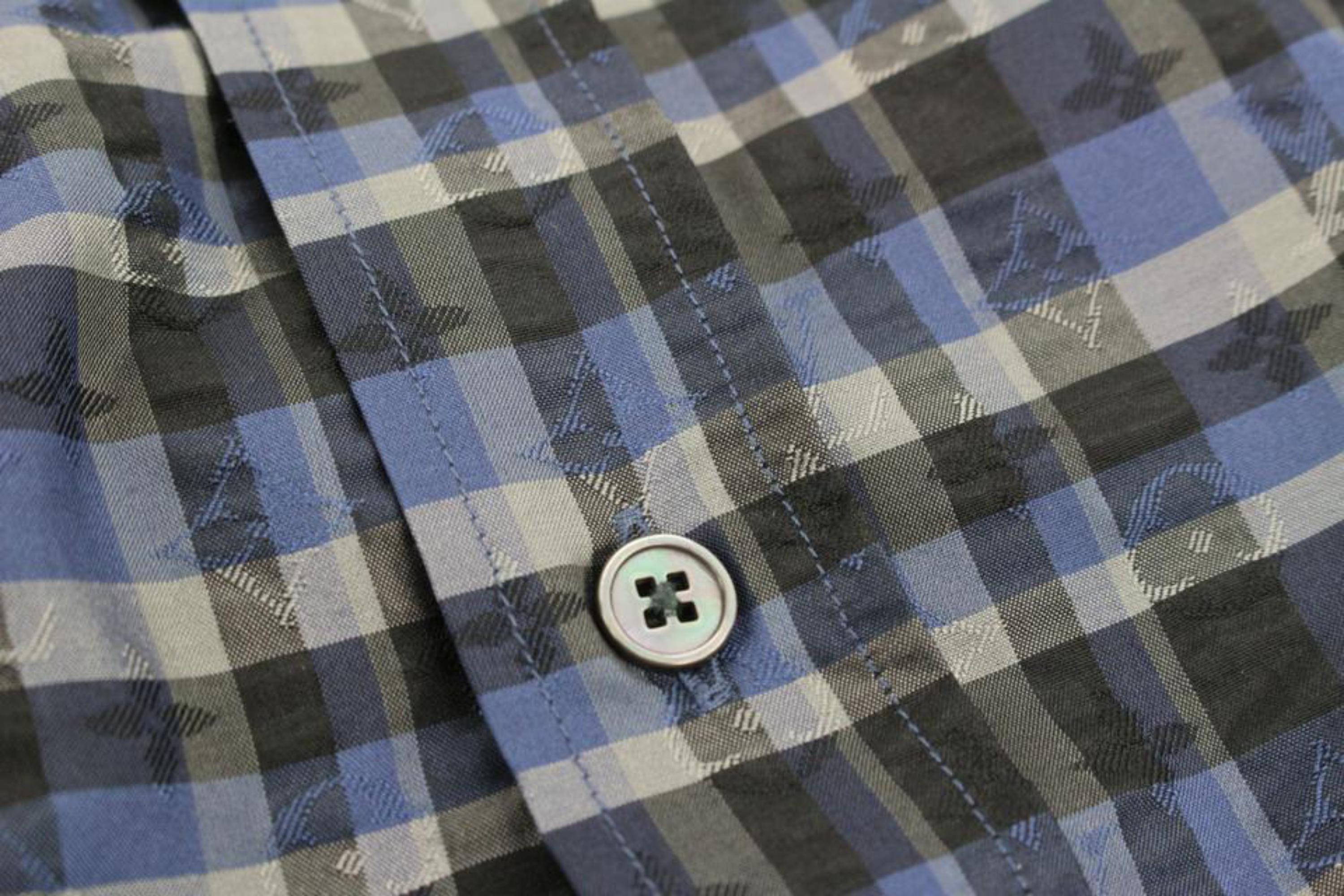 Louis Vuitton Men's XL Plaid LV Monogram Long Sleeve Button Down Shirt –  Bagriculture
