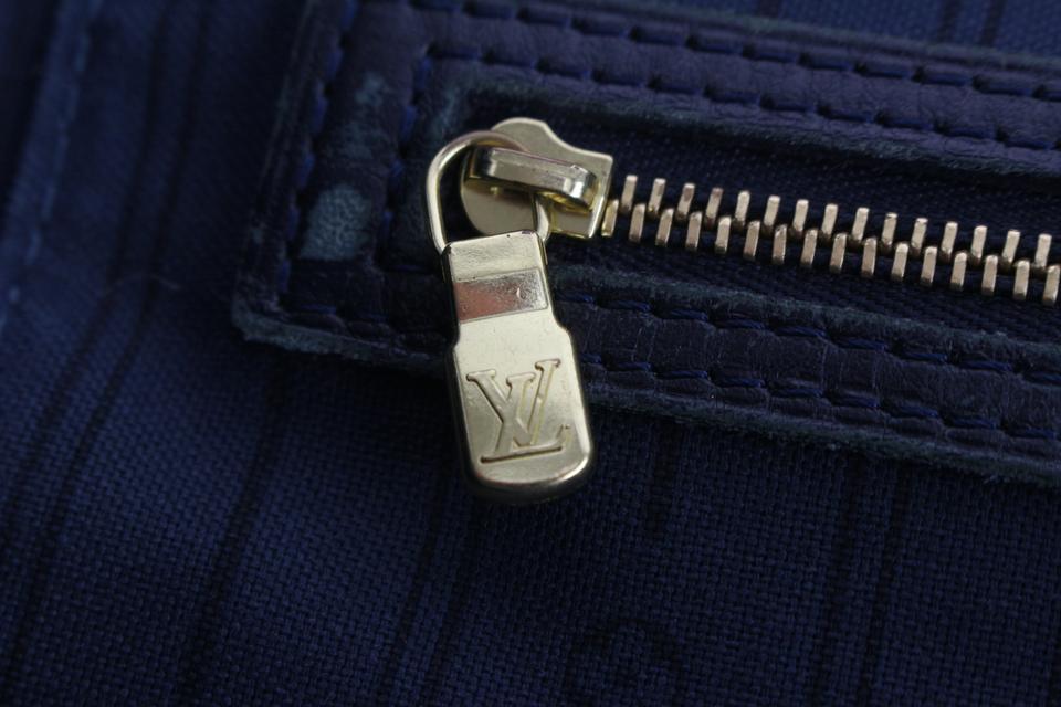 Louis Vuitton Grey x Navy Monogram Mini Lin Neverfull MM Tote Bag 77lk328s