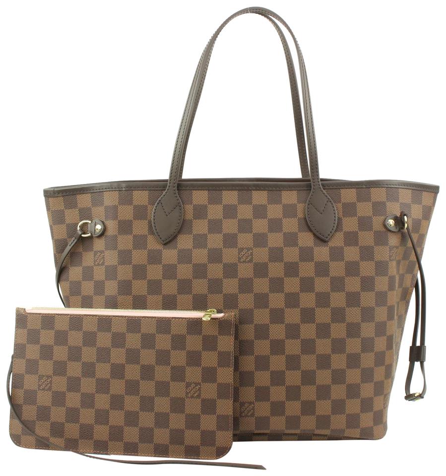 Louis Vuitton Damier Ebene Ballerine Neverfull MM Tote Bag with Pouch 73lv225s