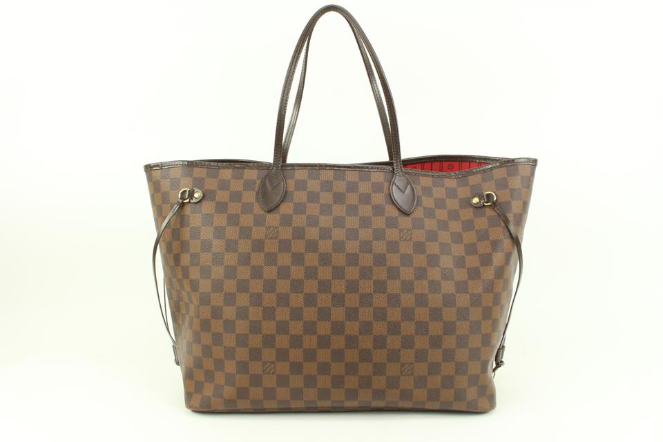 LOUIS VUITTON Neverfull GM Damier Ebene Tote Bag Brown