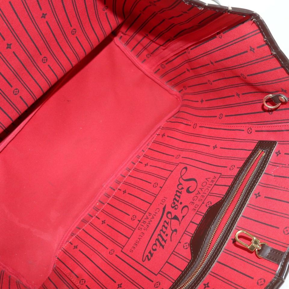LOUIS VUITTON Neverfull GM Huge Shoulder Bag Damier Ebene, Red Interior