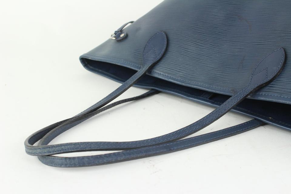 LOUIS VUITTON Neverfull MM Epi Leather Tote Shoulder Bag Blue