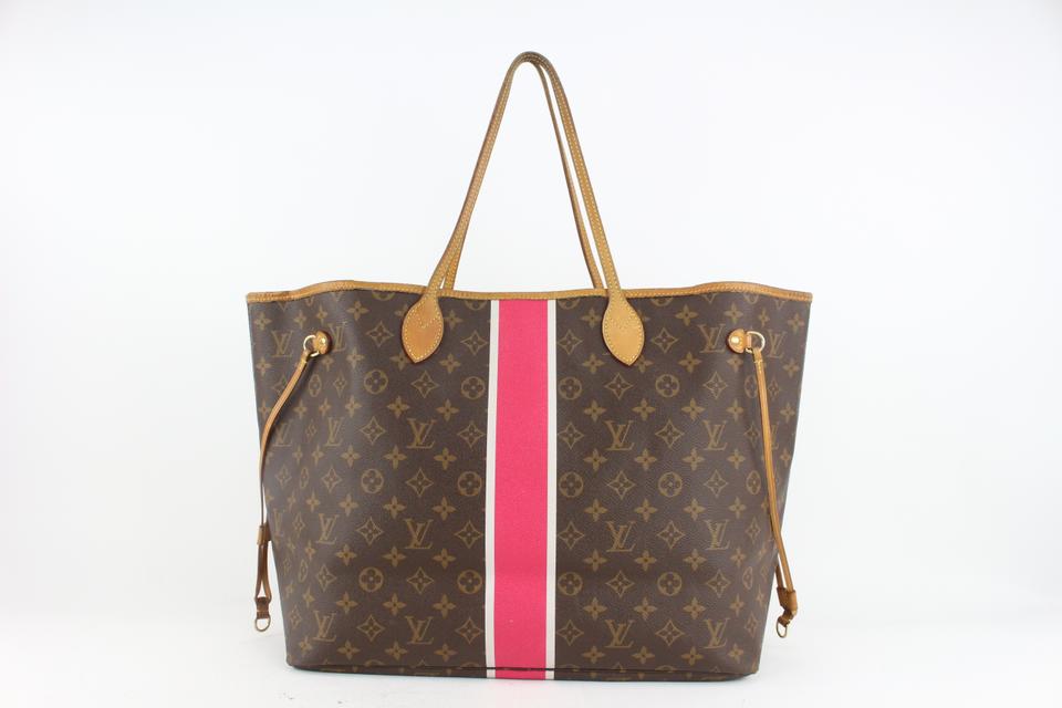 Louis Vuitton Mon Monogram Stripe Neverfull GM Red Tote Bag Large 858623