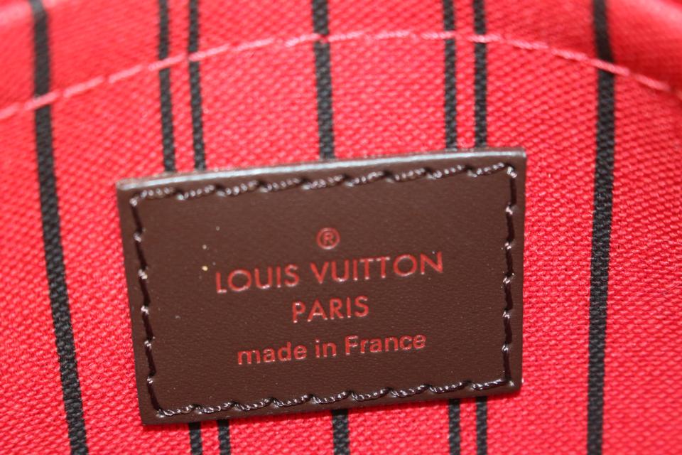 Louis Vuitton Neverfull Damier Ebene Pochette Wristlet Pouch Brown