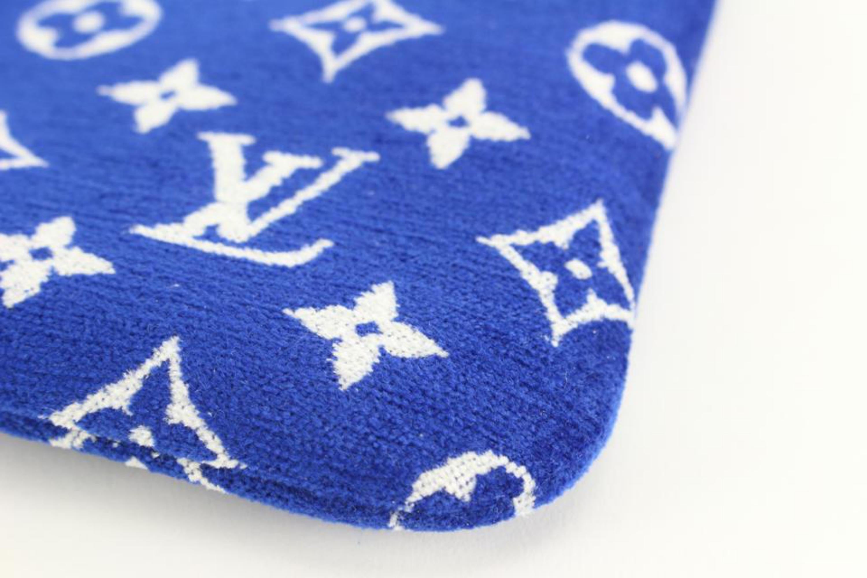 Louis Vuitton Blue Monogram Velvet Match Neverfull MM Tote with