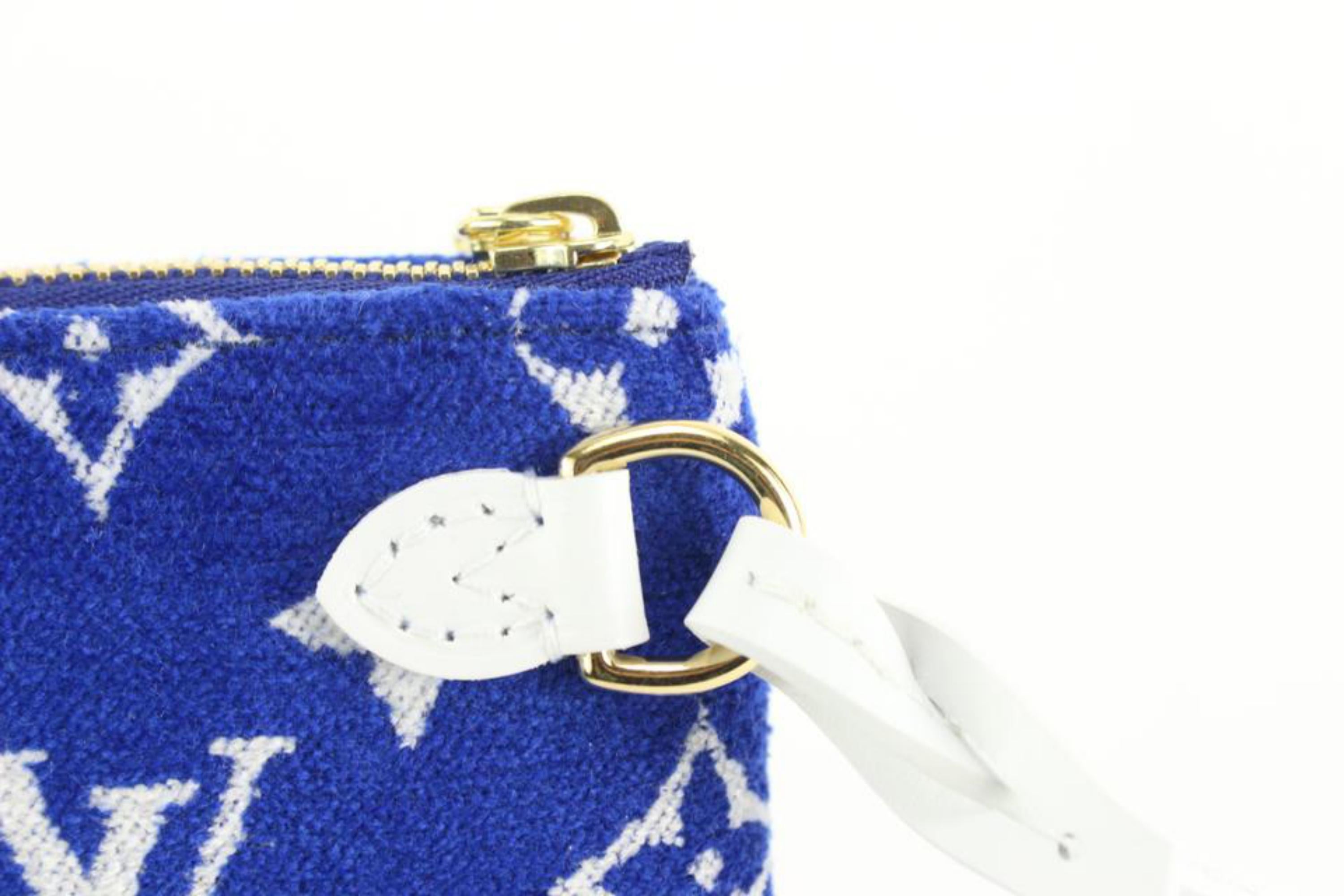 Louis Vuitton Blue Monogram Velvet Match Neverfull MM Tote Bag