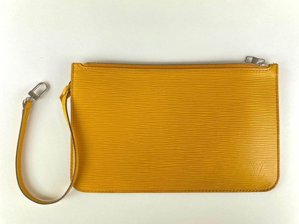 Louis Vuitton Yellow Epi Leather Neverfull Pochette Wristlet Pouch